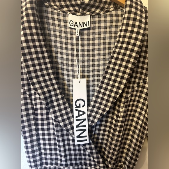 NWT..GANNI Check Gingham Print Wrap Dress Size 32 - Picture 11 of 15